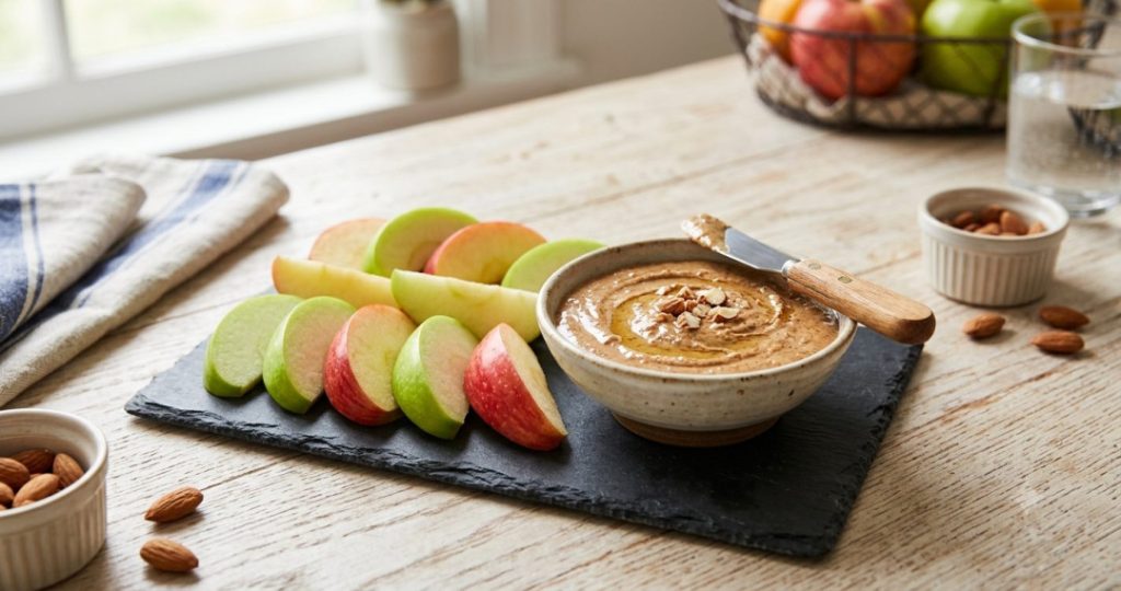 apple slices and peanut butter