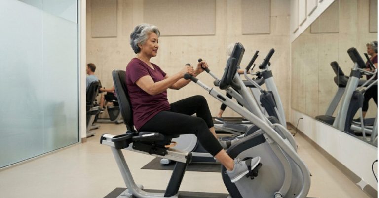 recumbent exercise bike with arm exerciser