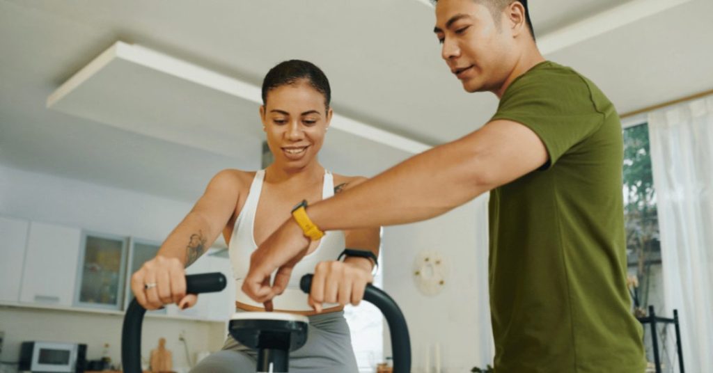 setting up exercise bike