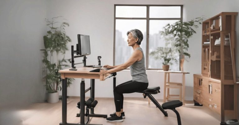 ergonomic desk exercise setup