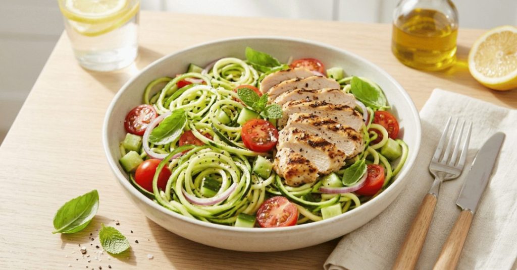 Spiralized Zucchini "Pasta" Salad with Lean Protein