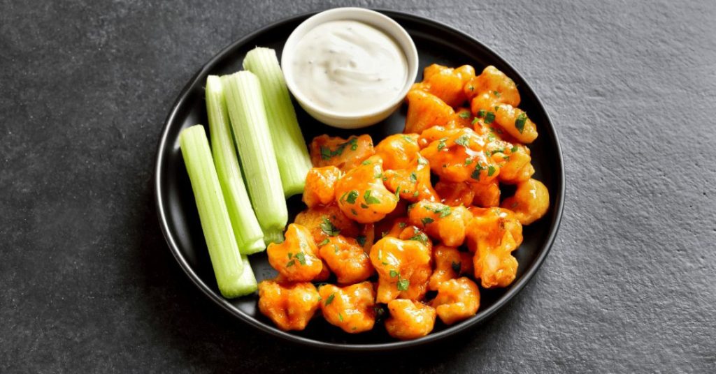 Cauliflower Buffalo "Wings" with a Dollop of Tangy Greek Yogurt Ranch