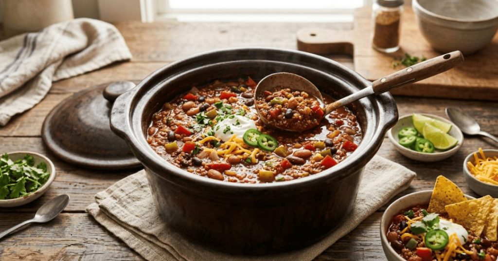 Slow Cooker Quinoa Chili with Three Beans