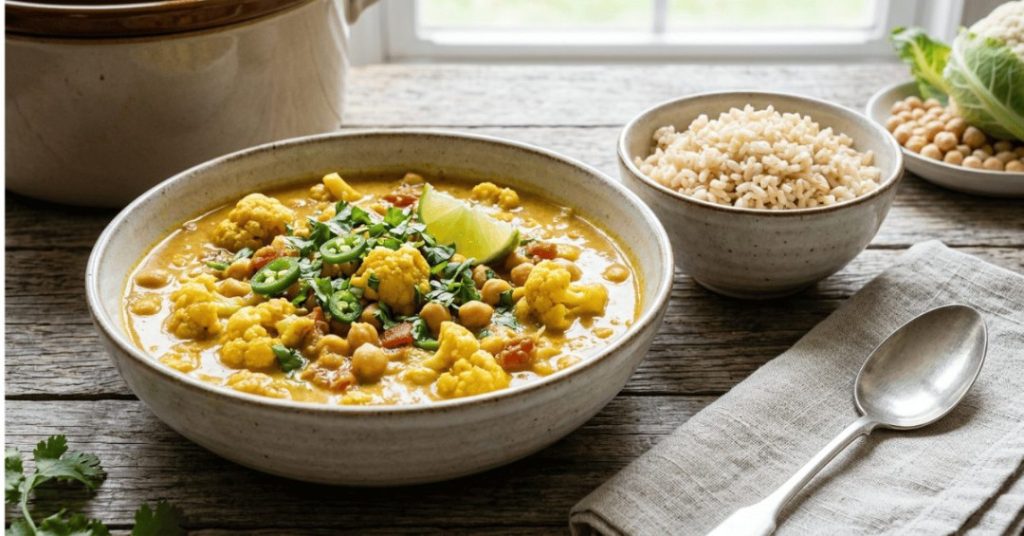 Vegetarian Crock Pot Cauliflower and Chickpea Stew