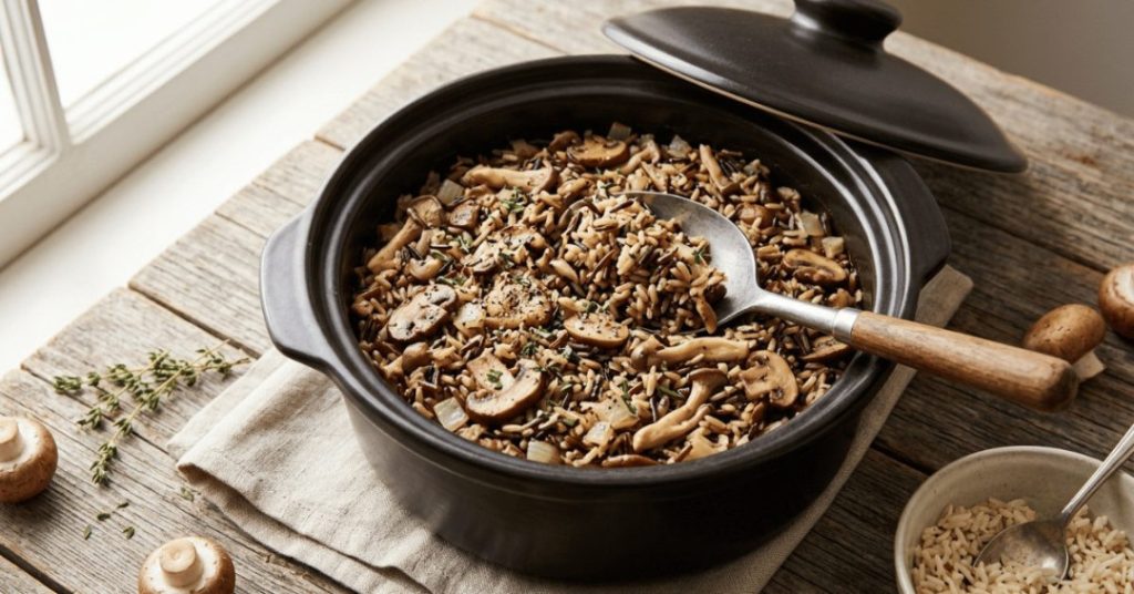 Hearty Wild Rice and Mushroom Pilaf Casserole