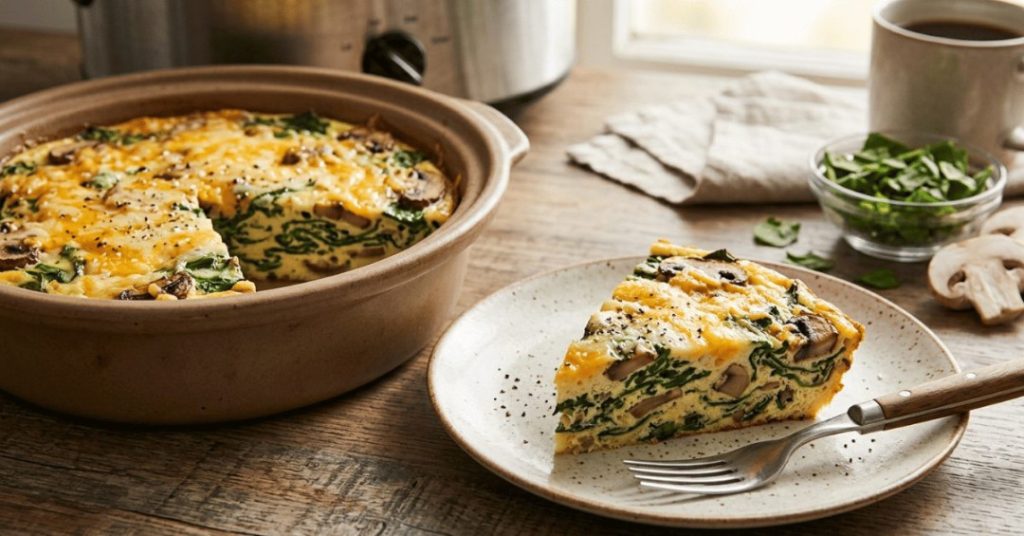 Crustless Spinach and Mushroom Quiche