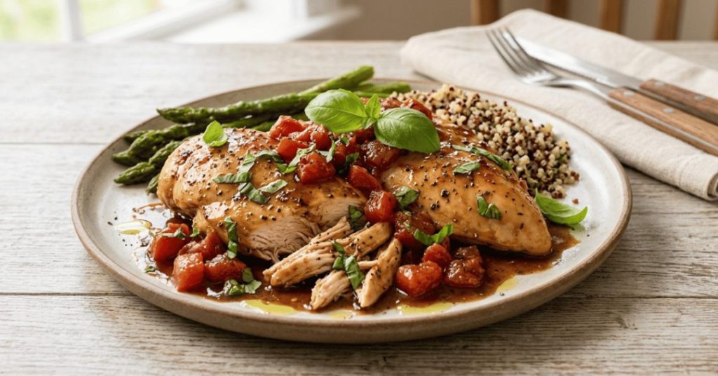 High Protein Crockpot Balsamic Chicken Recipe