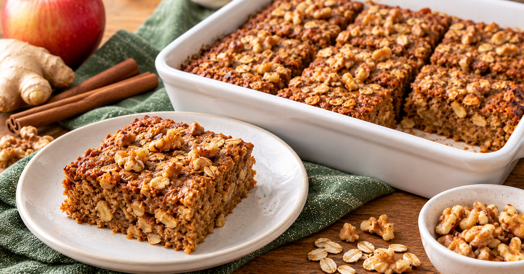 baked gingerbread oatmeal squares